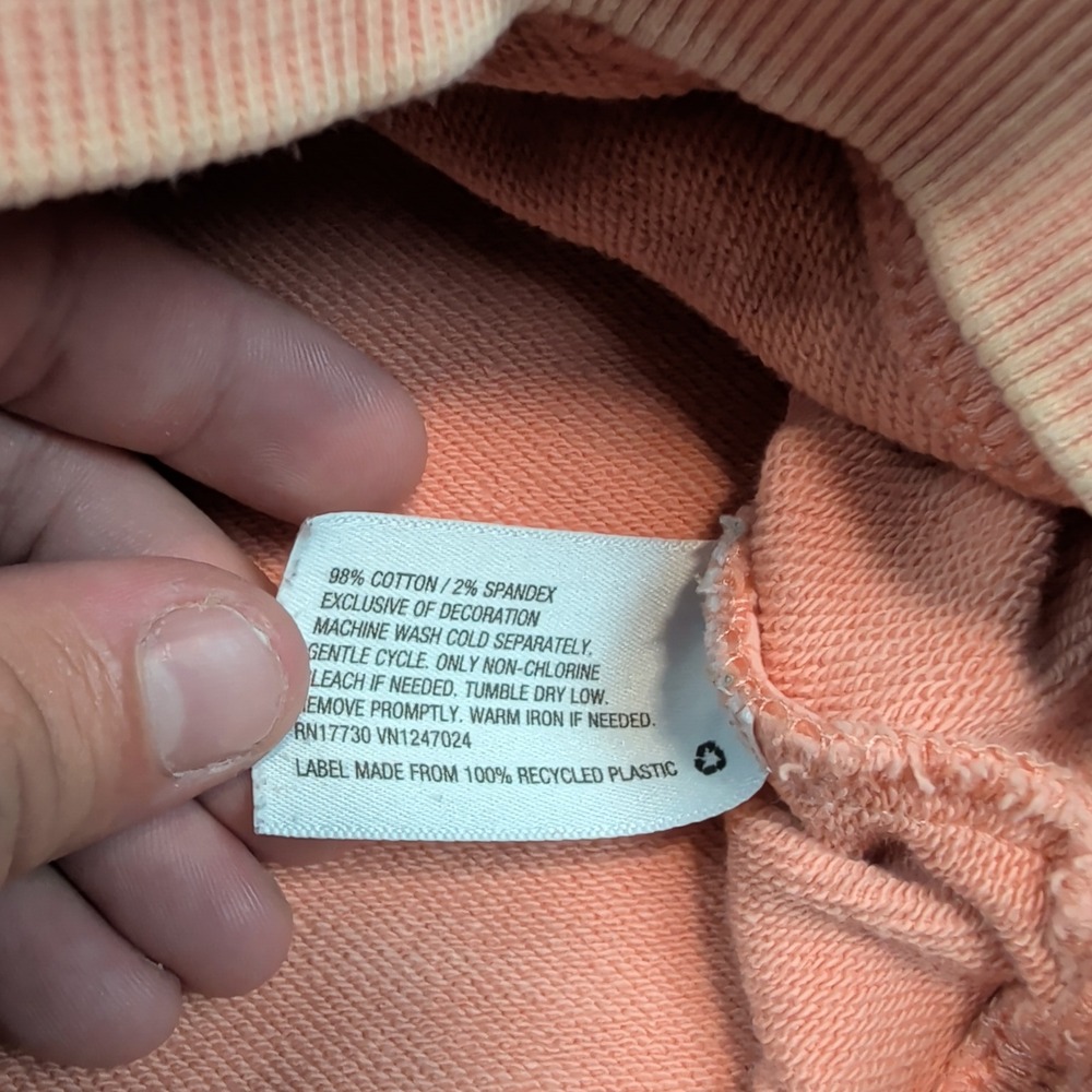 JoyLab Modern Acid Wash Cropped Sweatshirt XS Peach Cotton Activewear Athleisure - Picture 4 of 8